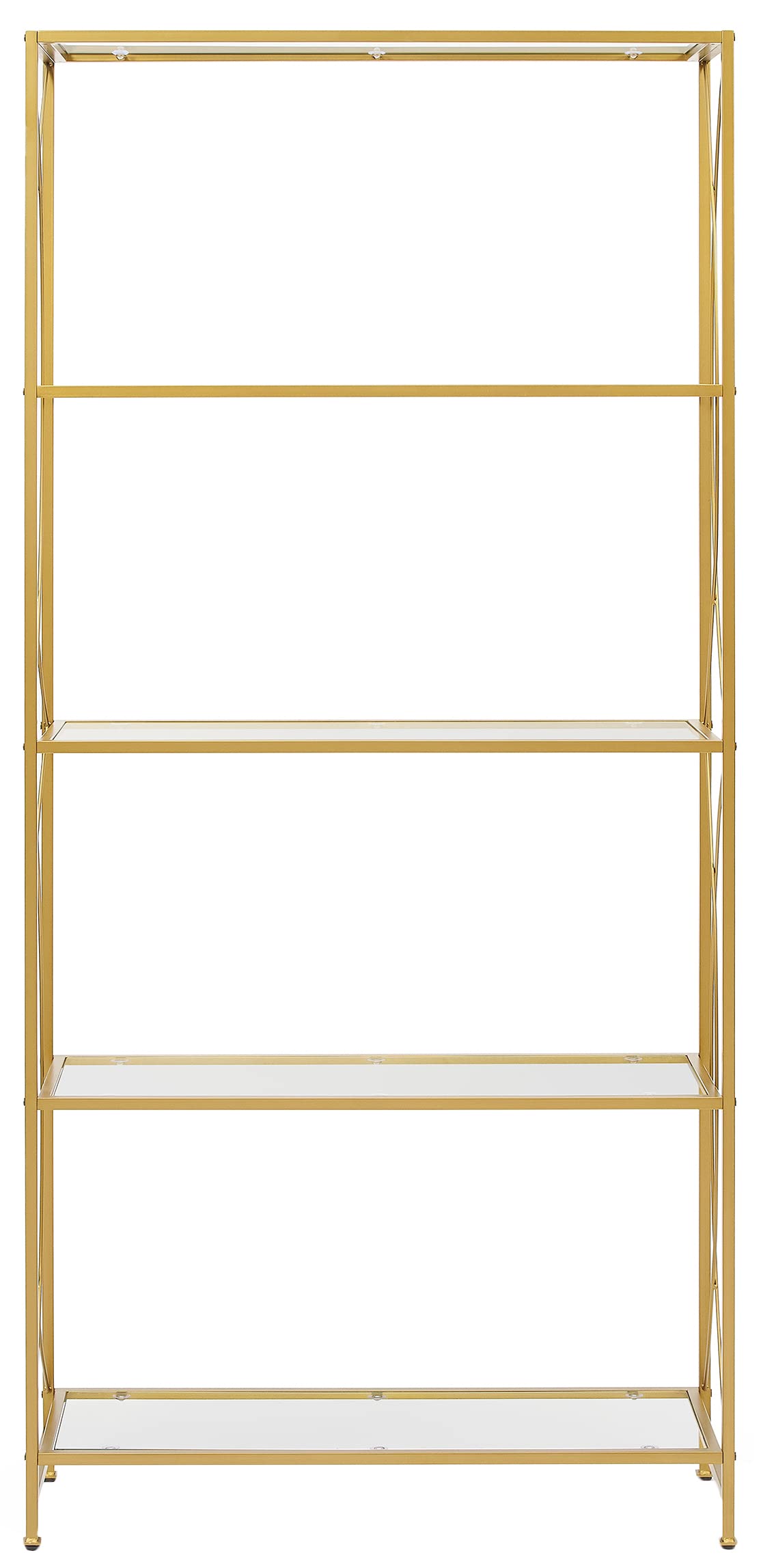 Crosley Furniture Helena Bookshelf With Glass Shelves, Bookcase Storage, Gold