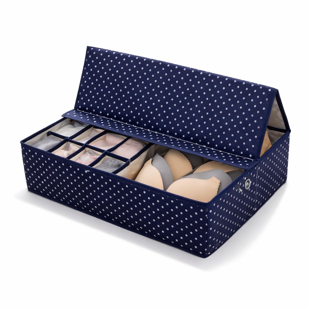 Stepalzz Vexa Multi Compartment Foldable Closet Storage Box With 16 Grids, Drawer Organiser For Bras Socks Innerwear, Fabric War