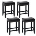 Furniliving Bar Stools Set of 4, 25.7 inch Counter Height Bar Stools,Upholstered Kitchen Barstools with Solid Wooden Legs, Saddl