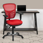 Flash Furniture Nicholas Mid-Back Red Mesh Multifunction Executive Swivel Ergonomic Office Chair with Adjustable Arms