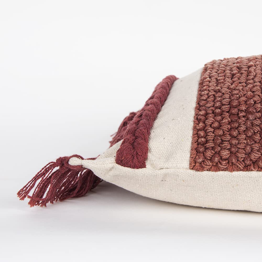 Rizzy Home 14&quot; x 26&quot; Down Filled Pillow with Woven Cotton Cover-Rust