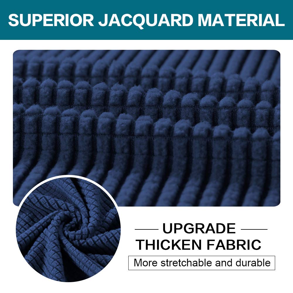 2 Piece Chair Covers Chair Slipcovers For Living Room Armchair Couch Cover Chair Sofa Cover With Individual Cushion Covers Furniture Cover For Chairs Feature Thick Jacquard Fabric (Chair, Navy)