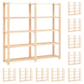 vidaXL Solid Pinewood 5-Tier Storage Racks (10 pcs) - 66.9"x15"x66.9" - 1102.3 lbs Capacity- Ideal for Household and Commercial Usage