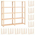 vidaXL Solid Pinewood 5-Tier Storage Racks (10 pcs) - 66.9"x15"x66.9" - 1102.3 lbs Capacity- Ideal for Household and Commercial Usage