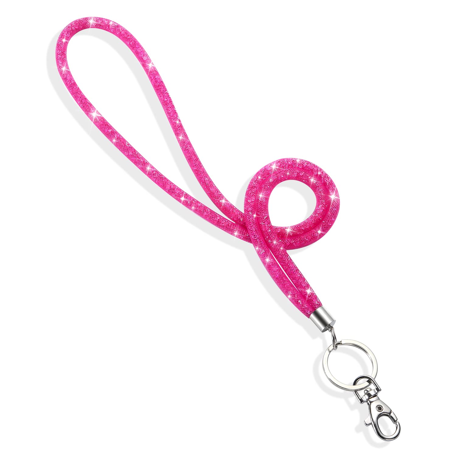Soleebee Rhinestone Office Lanyard, Bling Neck Lanyard With Metal Clasp & Keyring, Crystal Lanyard For Id Card Keys Strap (Hot P