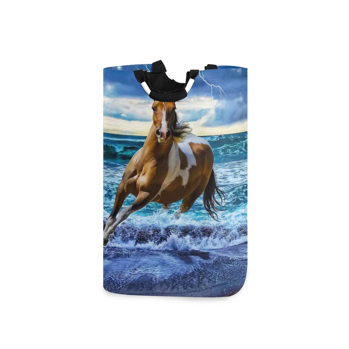 Senya Large Storage Basket With Handles Collapsible Organizer Bin Laundry Hamper For Nursery Clothes Toys, Running Horse