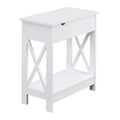 Convenience Concepts Oxford Flip Top End Table with Charging Station and Shelf, White