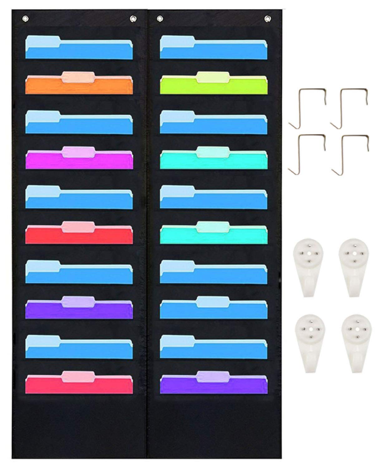 Hanging File Holder Organizer Rack, 20 Pocket File Folders, Wall Or Over The Door Hangings, Art Sorter Holders For Vertical Desk