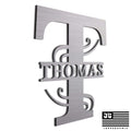 JASS GRAPHIX Thomas 12 Brushed Aluminum Monogrammed Sign Door Wall Decor Last Name Signs for Home