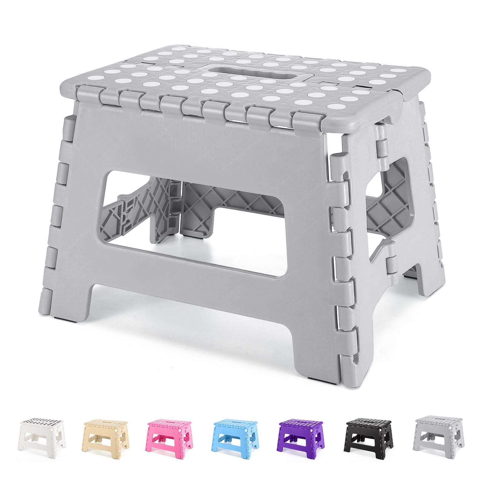 Dyforce Folding Step Stool 9', Kids Step Stool, Heavy Duty Step Stools For Adults, Compact Foot Stools, Light-Weight Toddler St