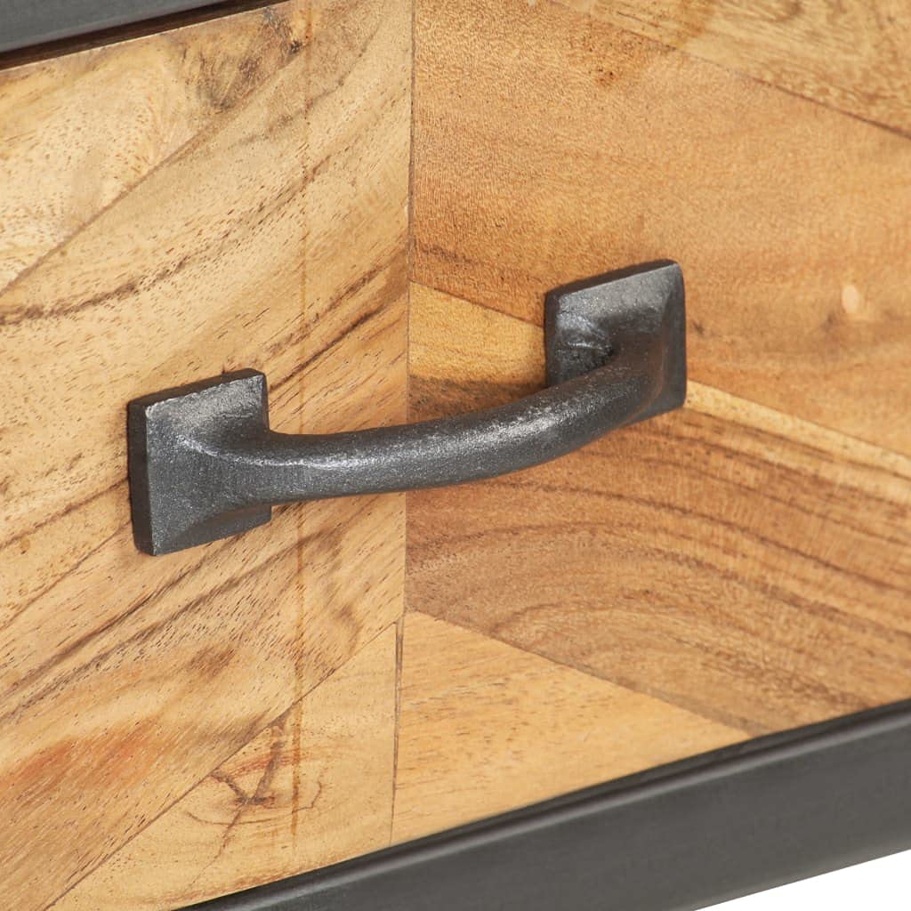 vidaXL Industrial Console Table, Solid Acacia Wood with Steel Base, Rectangular Shape with Ample Storage Space, Unique Wood Grains, Brown, 43.3&quot;x13.8&quot;x29.5&quot;