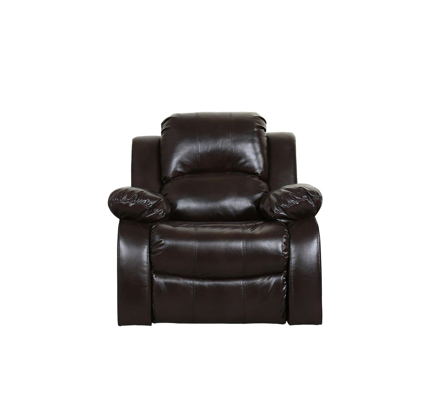 HomeRoots Leather Upholstery/Solid Wood Frame 36' X 38' X 40' Brown Chair