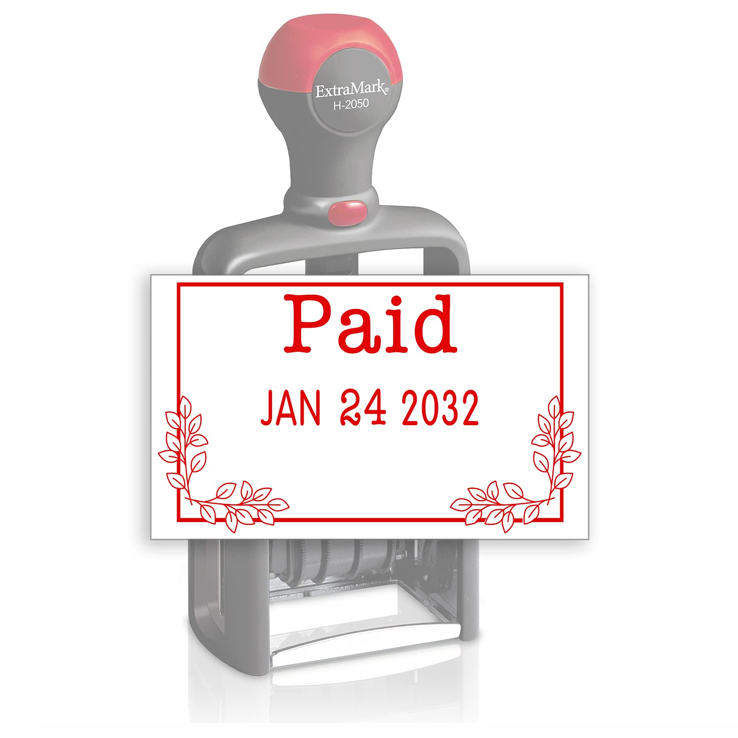 Heavy Duty Style Office Date Stamp With Paid - Self Inking Dater - Style D - Red Ink Color