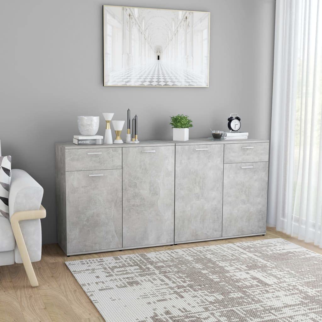 vidaXL Sideboard, Sideboard Cabinet Commode, Storage Sideboard with 2 Doors, Storage Side Cabinet, Scandinavian, Concrete Gray Engineered Wood
