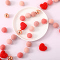 2 Pcs Valentine's Day Felt Ball Garland Decorations Red Pink Heart Ball Valentine Pom Garland Wool Felt Banner for Home Tree Dec