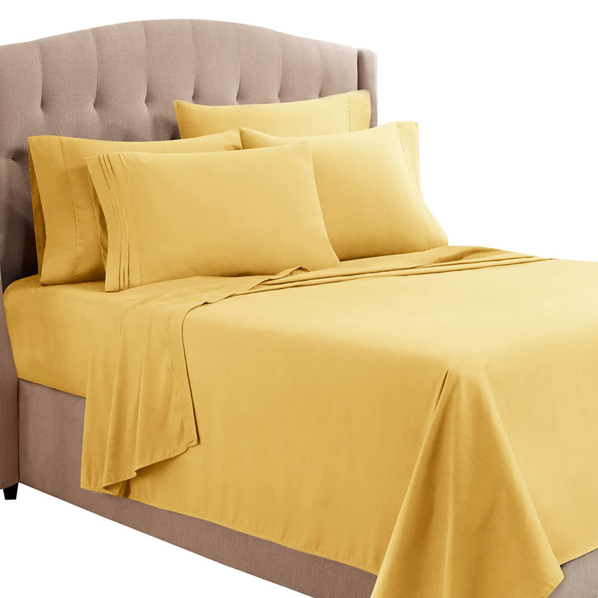 Clara Clark Twin Sheets, 5 Piece Set - Hotel Luxury Sheets For Twin Size Bed, Super Soft Bedding Sheets & Pillowcases, Twin Size Sheets, Mellow Yellow