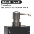 Suanti 2Pcs Hand Soap And Lotion Dispenser Sets For Bathroom Countertop,Black Marble Texture Resin Stone Liqiud Dish Soap Dispen