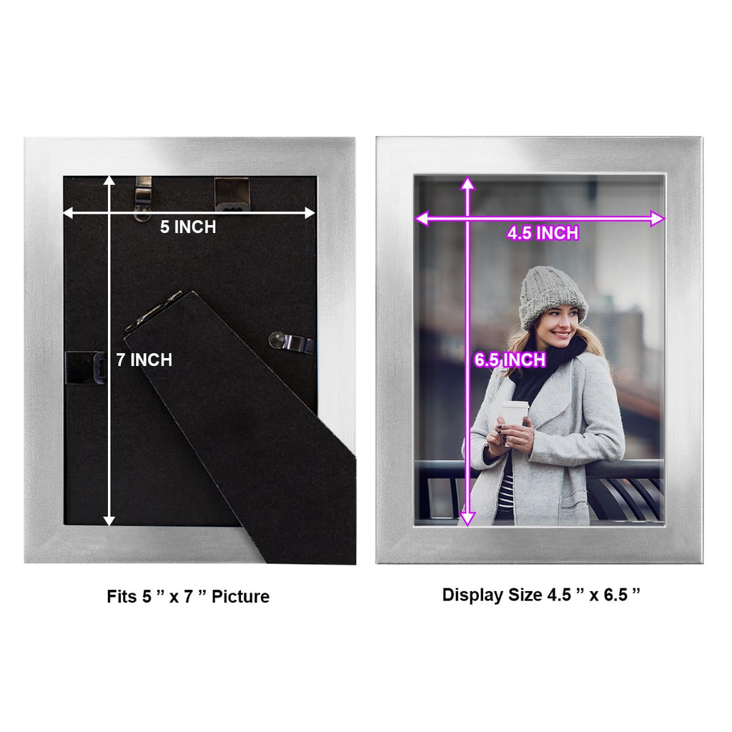 Renditions 5X7 Inch Solid Wood Picture Frame, High Definition Glass And High-End Modern Style Ready For Wall And Tabletop Photo