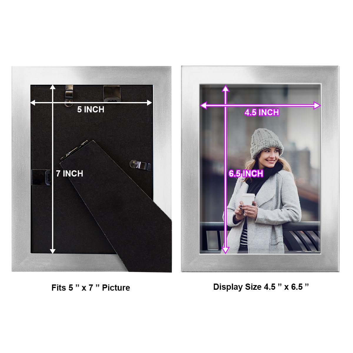 Renditions 5X7 Inch Solid Wood Picture Frame, High Definition Glass And High-End Modern Style Ready For Wall And Tabletop Photo