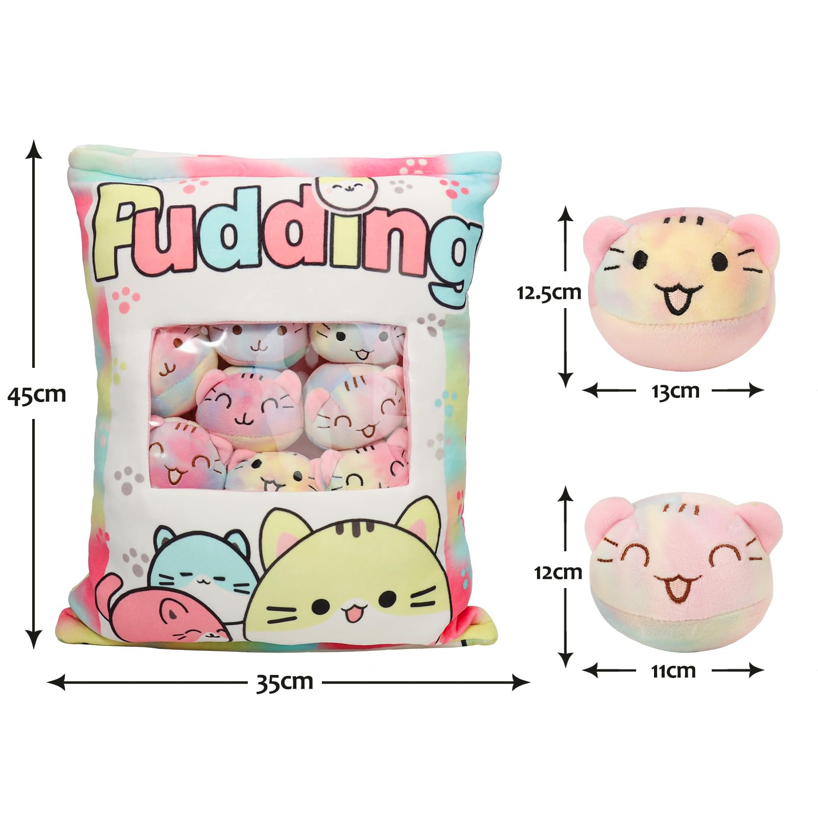 Jilpak Cat Plush Pillow, Cute Cat Plushies With Kitten Plush Doll, Removable Cat Stuffed Animals Throw Pillow, Kawaii Plushies C