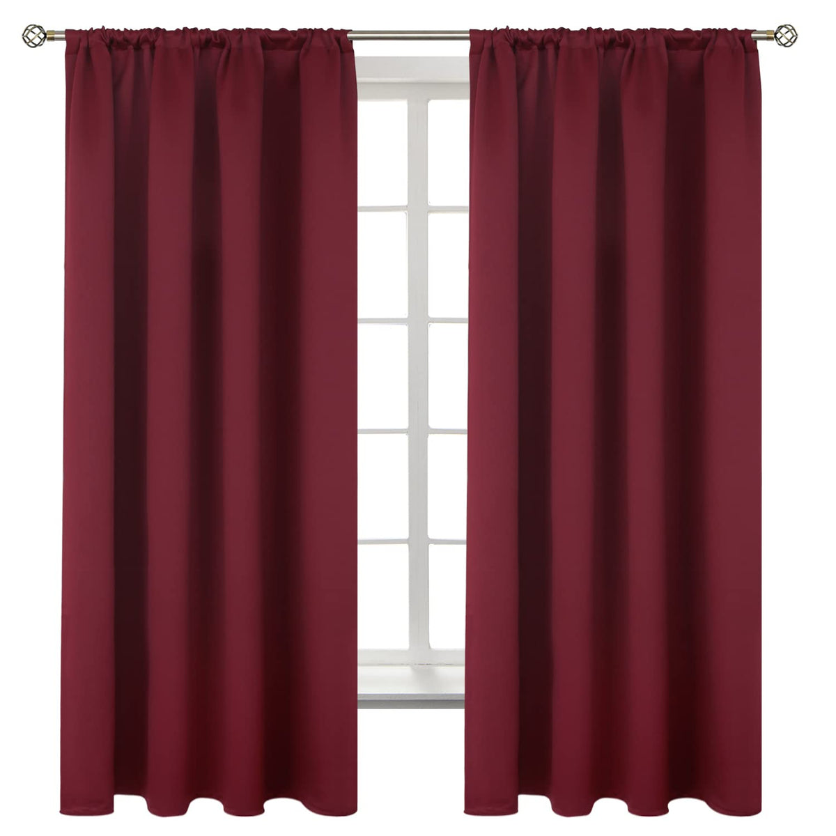 Bgment Burgundy Blackout Curtains 63 Inch Length For Bedroom - Rod Pocket Thermal Insulated Room Darkening Curtain For Living Ro