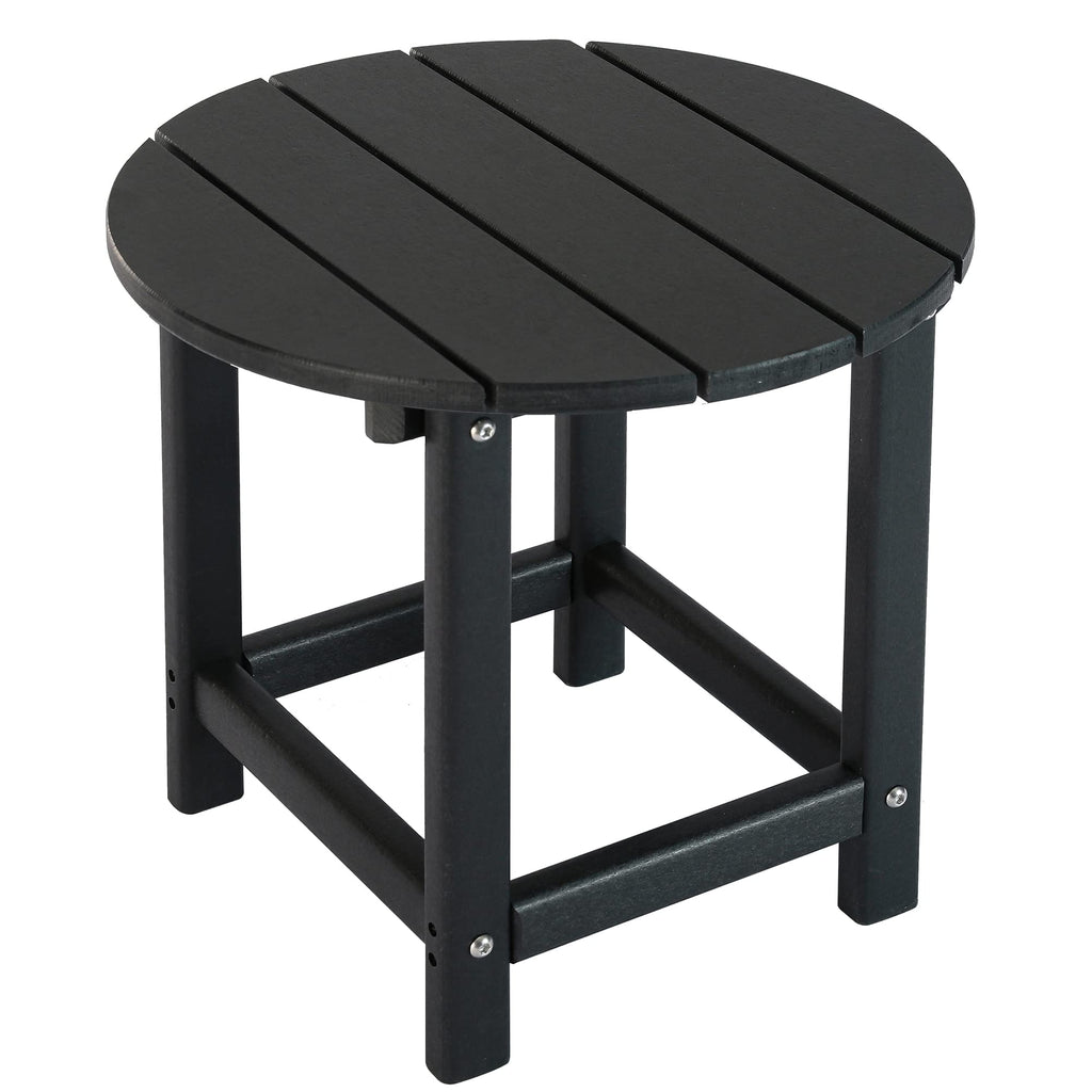 Lzrs Round Adirondack Side Table End Table, Outdoor Side Tables For Patio, Backyard,Pool, Indoor Companion, Easy Maintenance & Weather Resistant(Black)