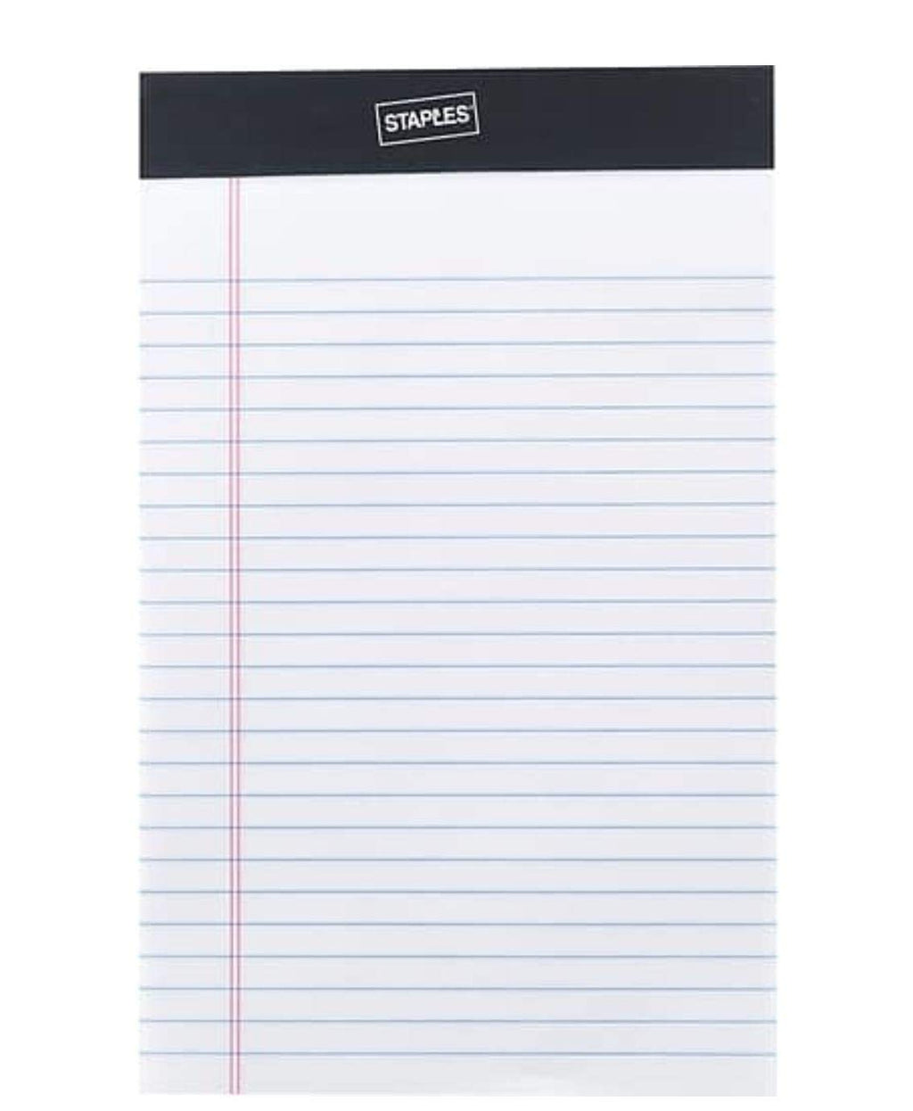 Staples Perforated Notepad, Narrow Ruled, White, 5' X 8', 12/Pack