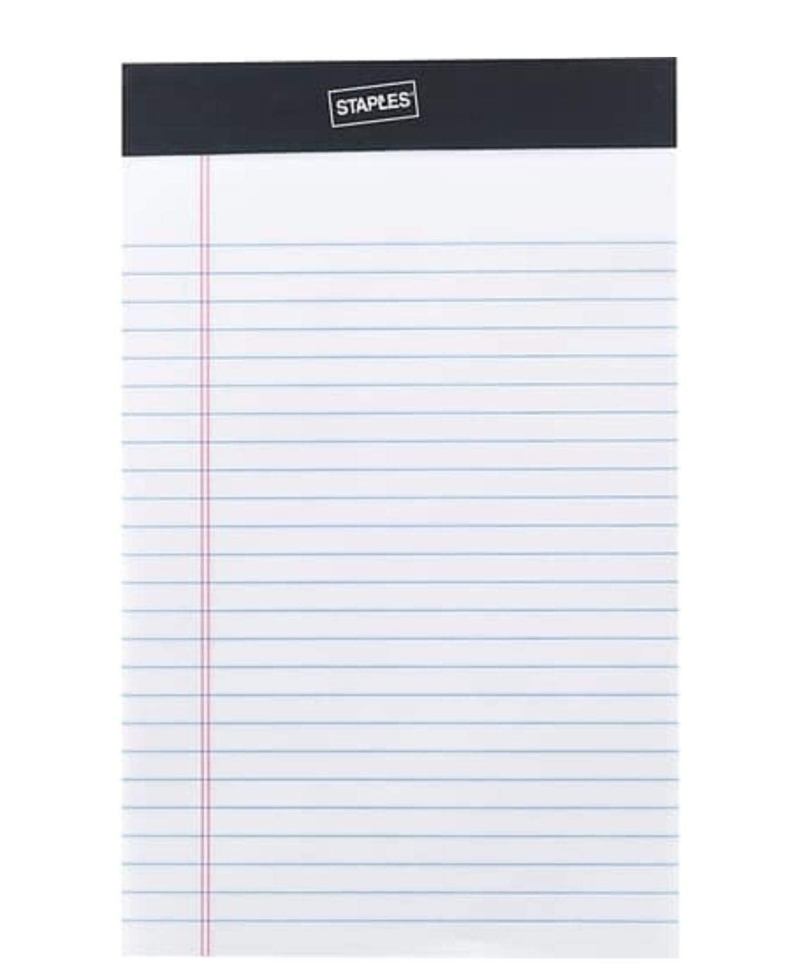Staples Perforated Notepad, Narrow Ruled, White, 5' X 8', 12/Pack