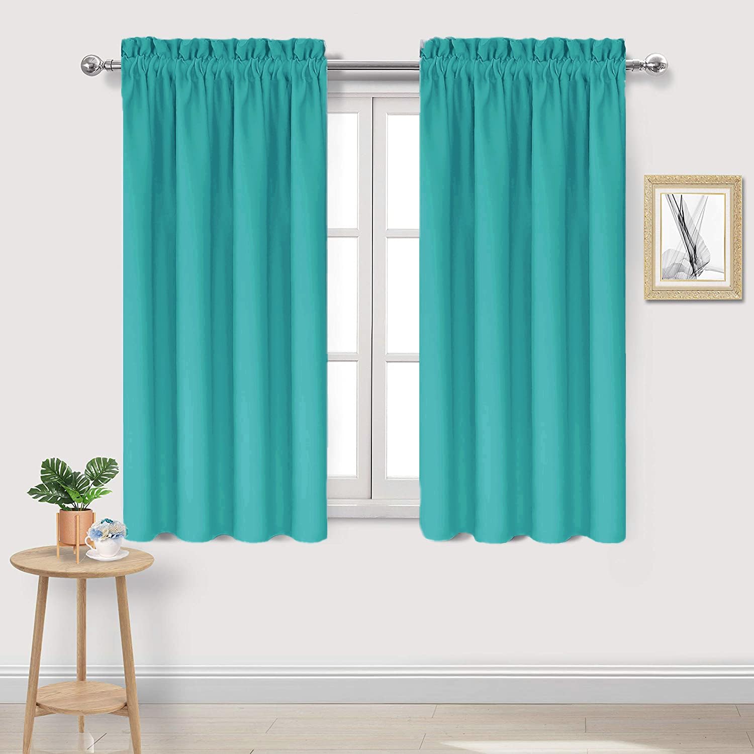 Dwcn Blackout Curtains For Living Room Thermal Insulated, Energy Saving & Noise Reducing Bedroom Curtains, Peacock Blue, W 38X L