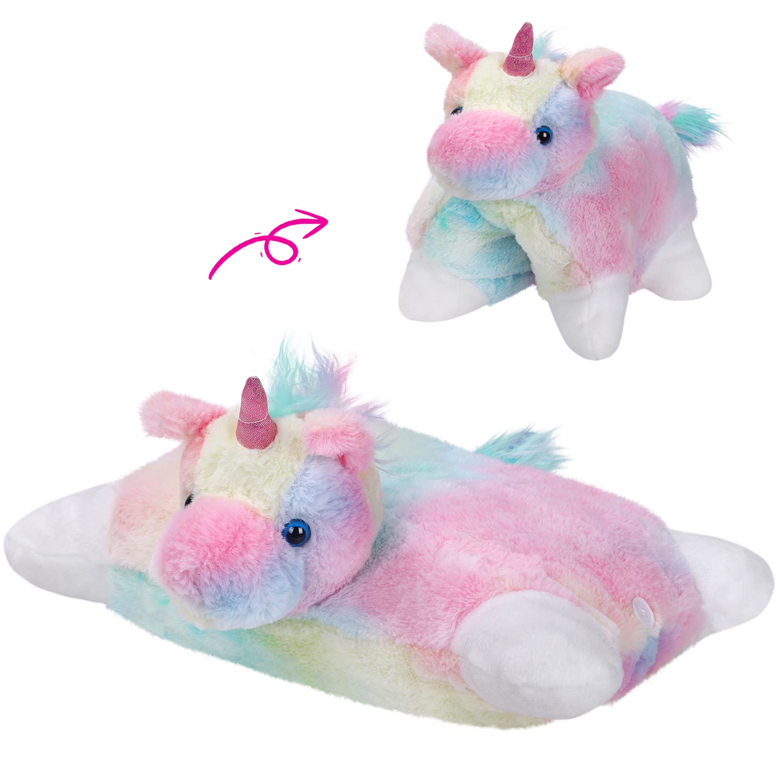 Glow Guards 16' Rainbow Unicorn Stuffed Animal Cute Soft Lovely Colorful Plush Toy Pillow Bedtime Sofa Decors Birthday Christma