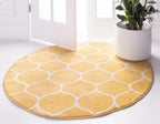 Unique Loom Trellis Frieze Collection Area Rug - Rounded (5' 1'' Round, Yellow/ Ivory)