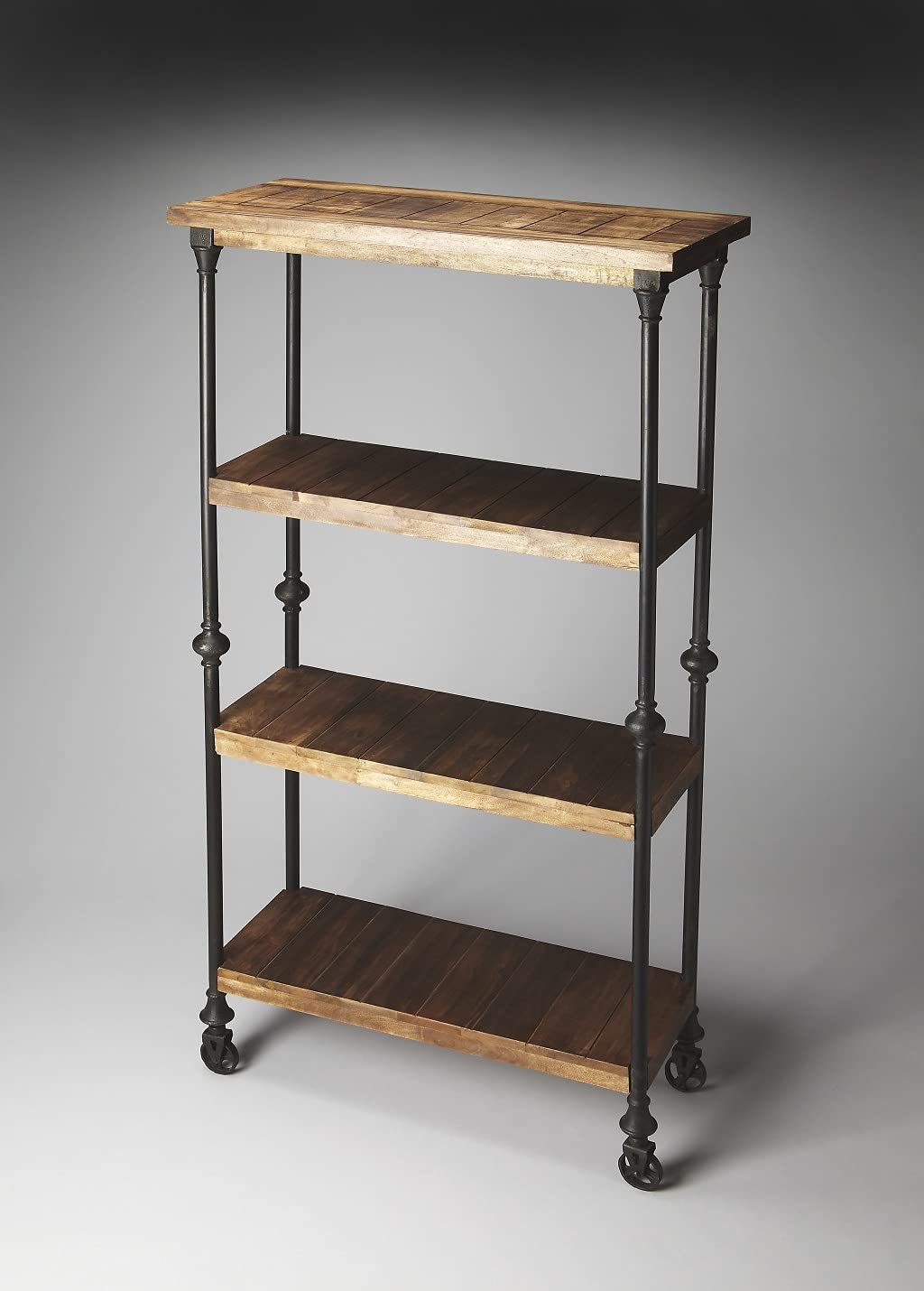 HomeRoots Multi-Color Mango Wood Solids, Iron Fontainebleau Industrial Chic Bookcase