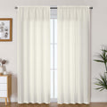 Lecloud Bessie Ivory Curtains 84 Inches Long 2 Panels, Rustic Light Filtering Faux Linen Curtains, Breathable Dual Rod Pocket Dr