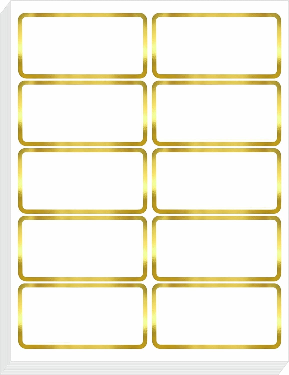 True-Ally 140 Pcs Golden Metallic Name Labels, Blank Name Tag Stickers With Permanent Adhesive Writable Stickers With Metallic G