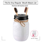 Komashr Mason Jar Bathroom Accessories Set(4Pcs)- Jars Not Included - Foaming Soap Dispenser,Toothbrush Holder, And Apothecary S