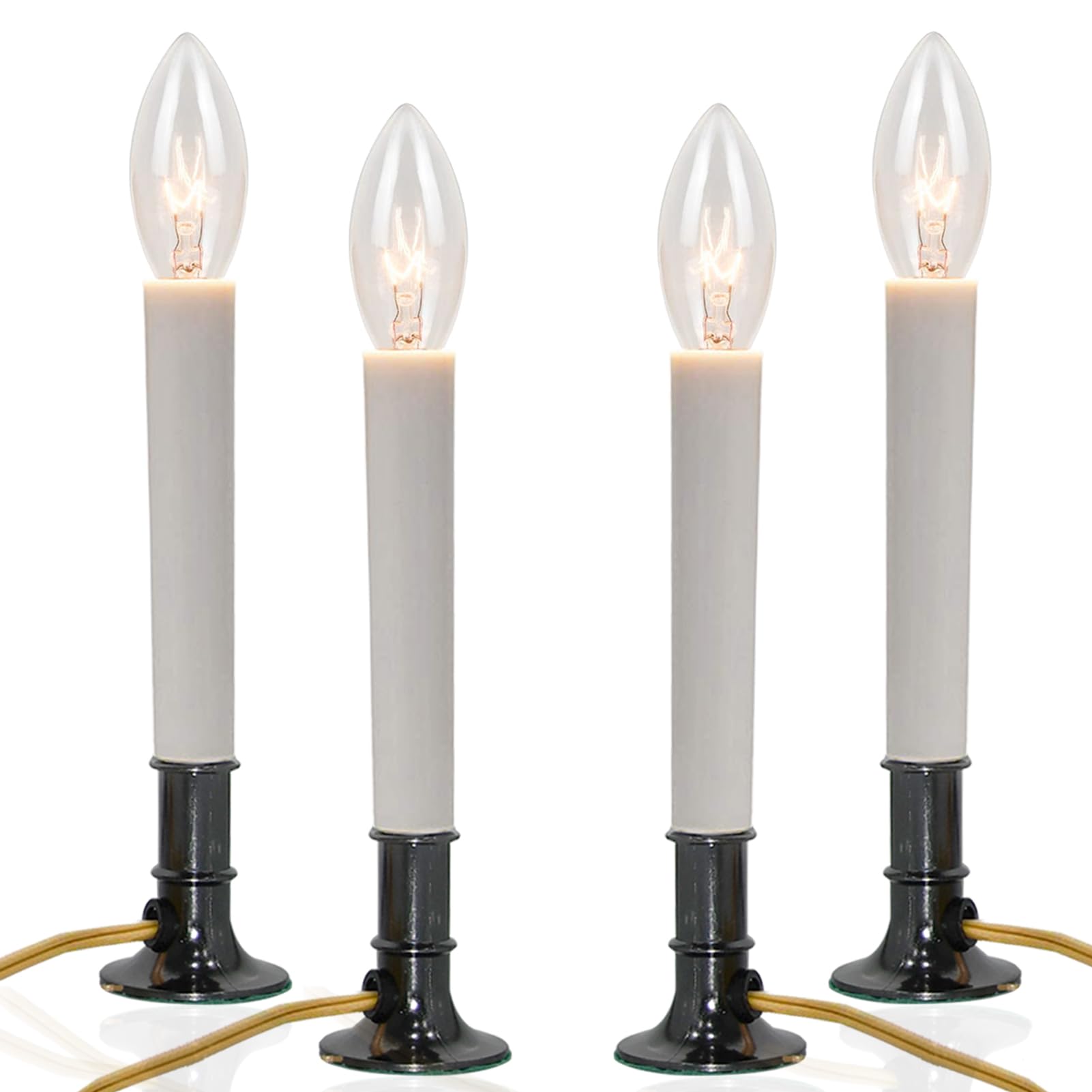 SUNSGNE Electric Christmas Window Candles with Nickel Plated Base, Electric Window Candle Lamp Lights Plug in Christmas Candle L