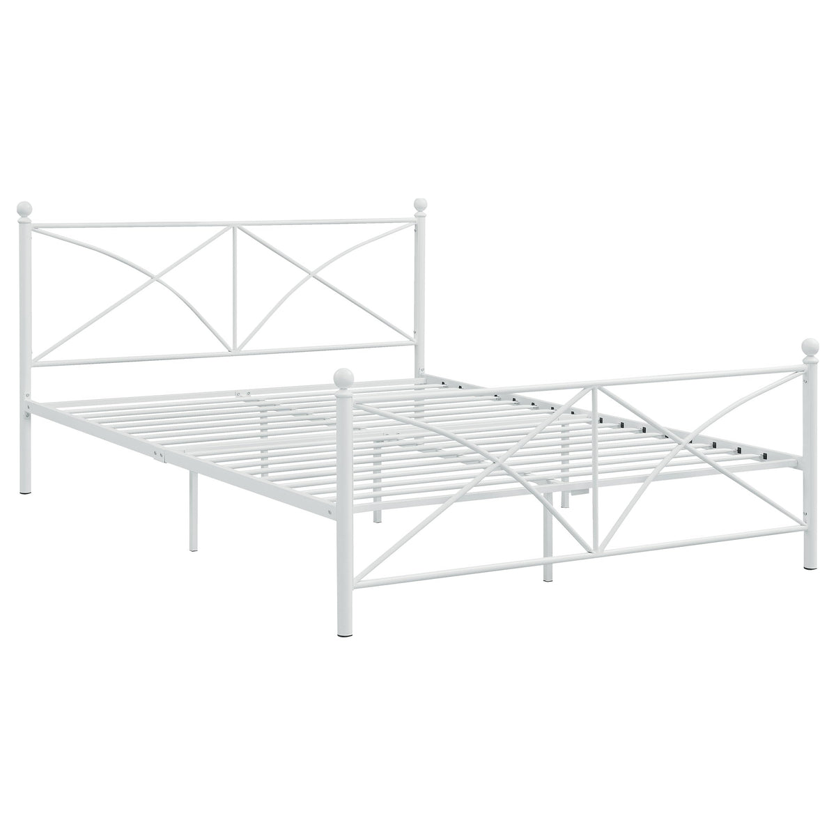 Simple Relax Metal Queen Platform Bed in White