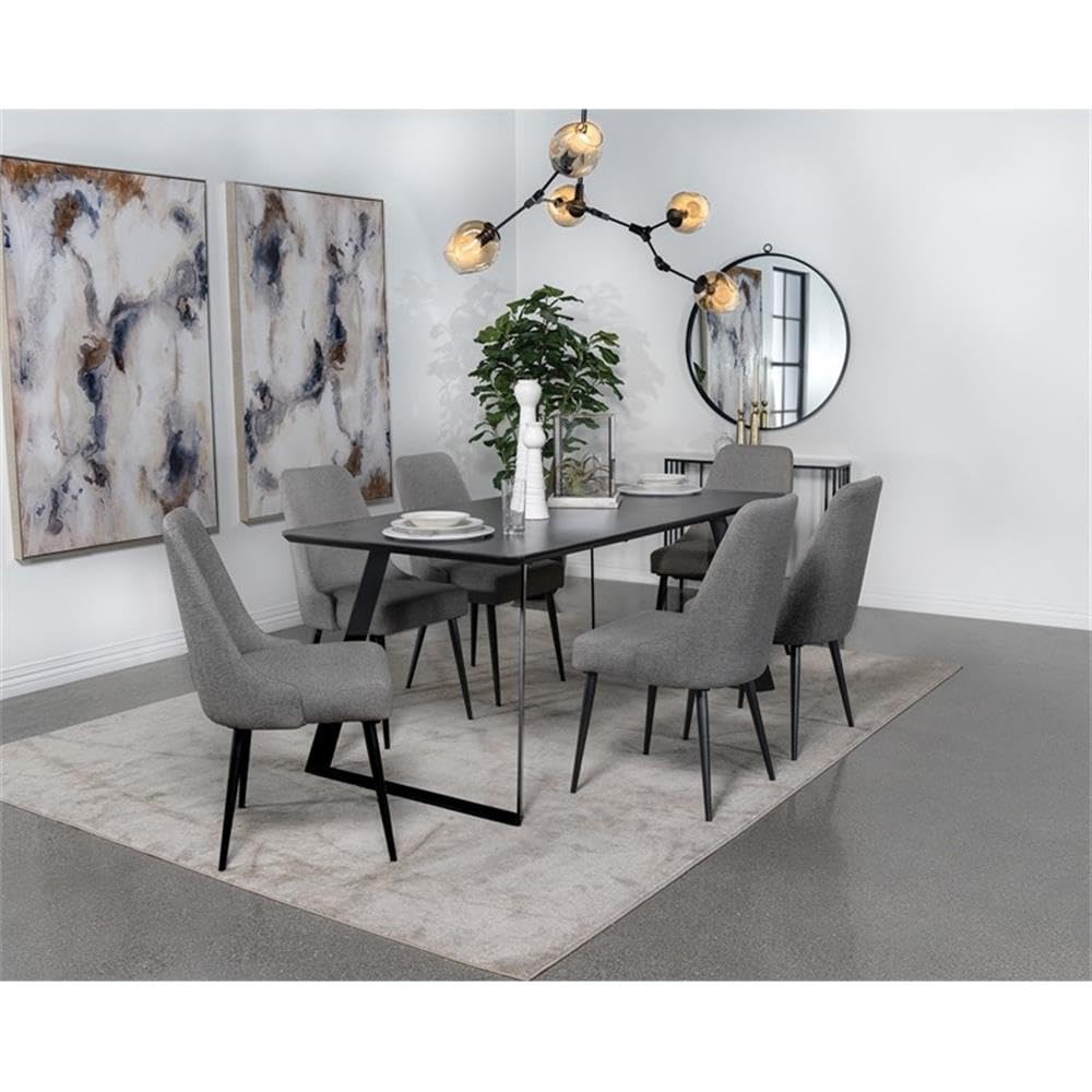 Coaster Home Furnishings Smith 7-Piece Rectangular Ceramic Top Dining Table Set Black