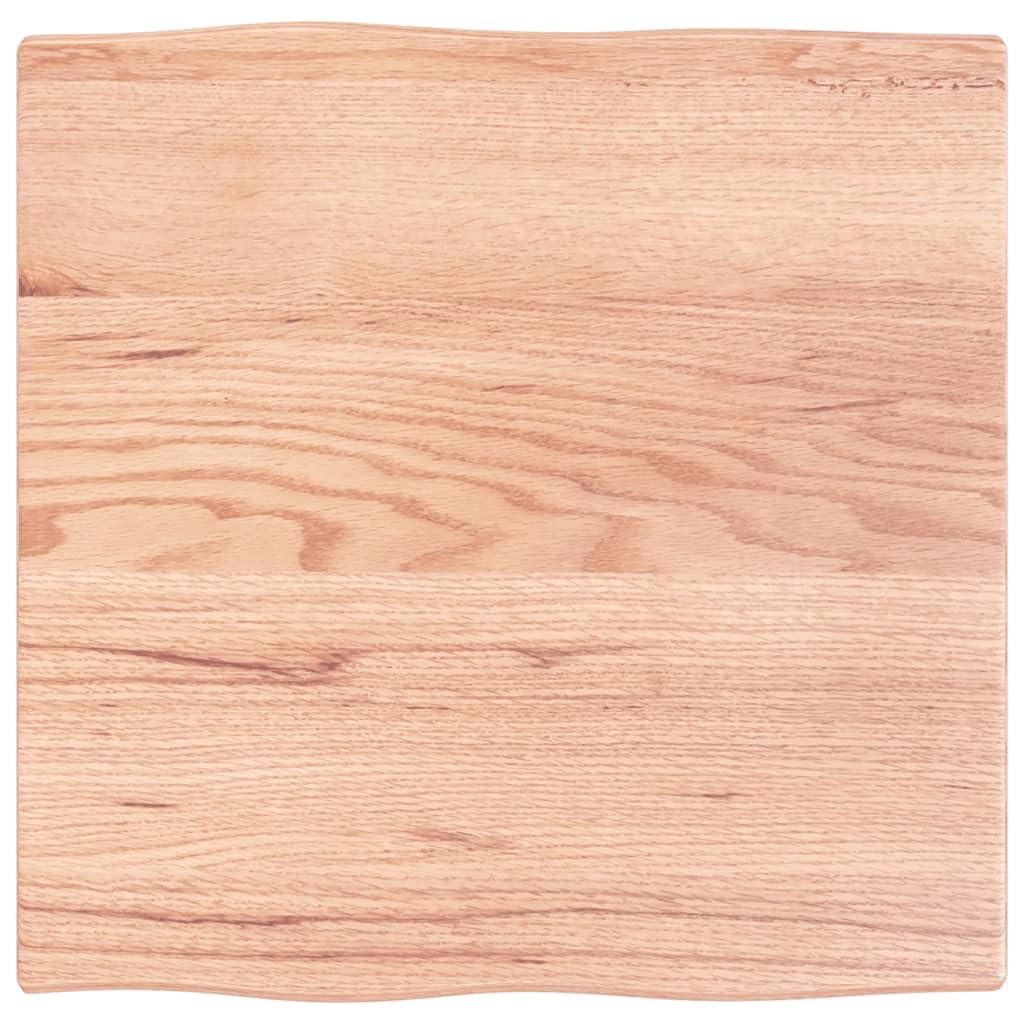 vidaXL Light Brown Square Table Top - 23.6x23.6 Inch Live Edge, Hand-Crafted from Treated Solid Oak Wood for Versatile Use - DIY Home and Commercial Furniture