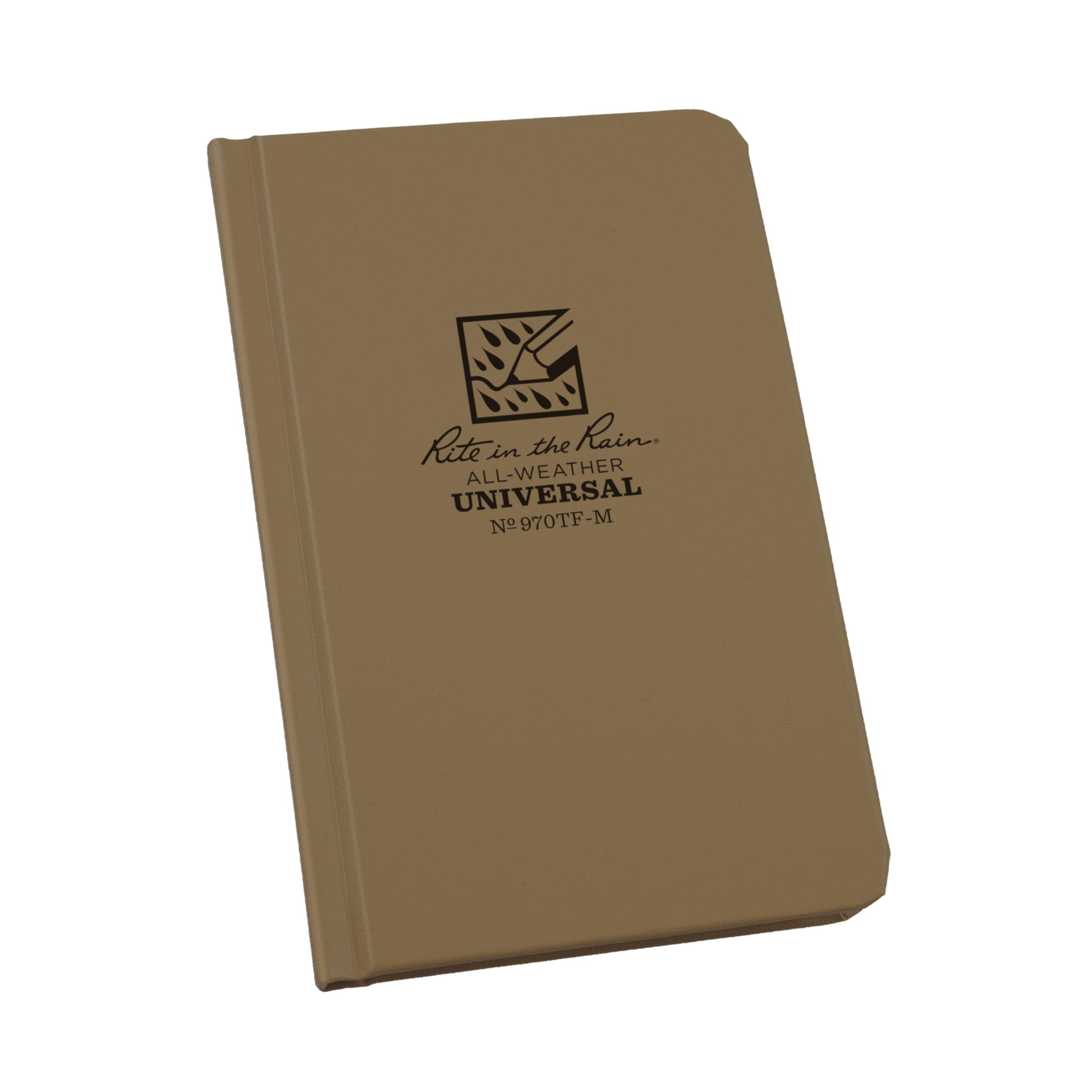 Rite In The Rain Weatherproof Hard Cover Notebook, 4.25' X 6.75', Tan Cover, Universal Pattern (No. 970Tf-M)