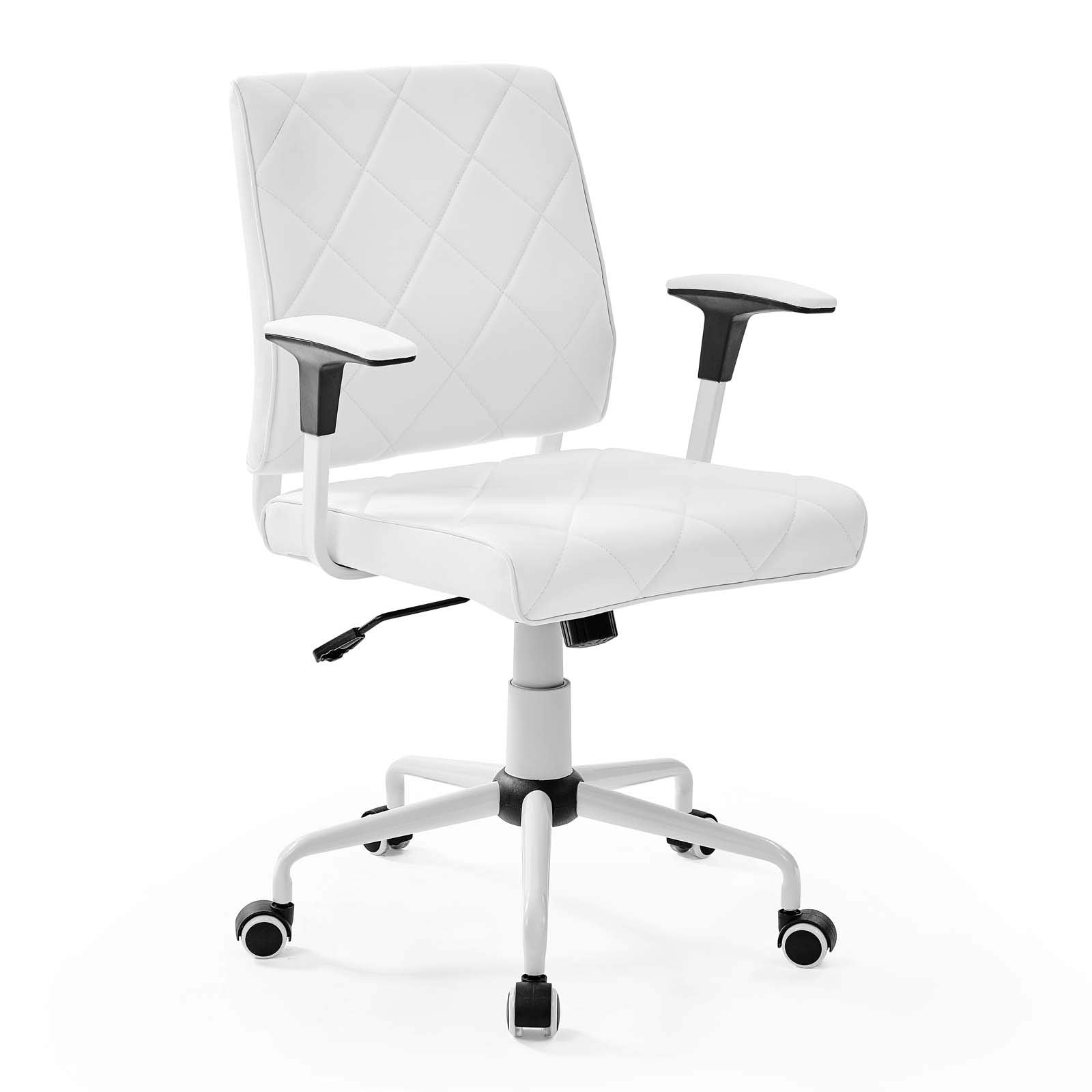 Modway Lattice Modern Vinyl Office Chair In White And Chrome