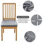 Searchi Waterproof Pu Leather Seat Covers For Dining Chairs, 4 Pack Stretch Dining Room Chair Seat Covers, Kitchen Chair Seat Covers Protectors (Grayish)
