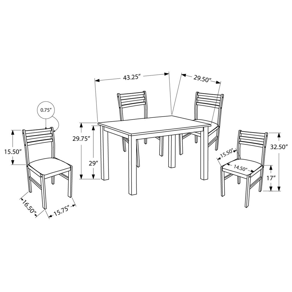 Monarch Specialties Veneer 5-Piece Dining Set, Cappuccino