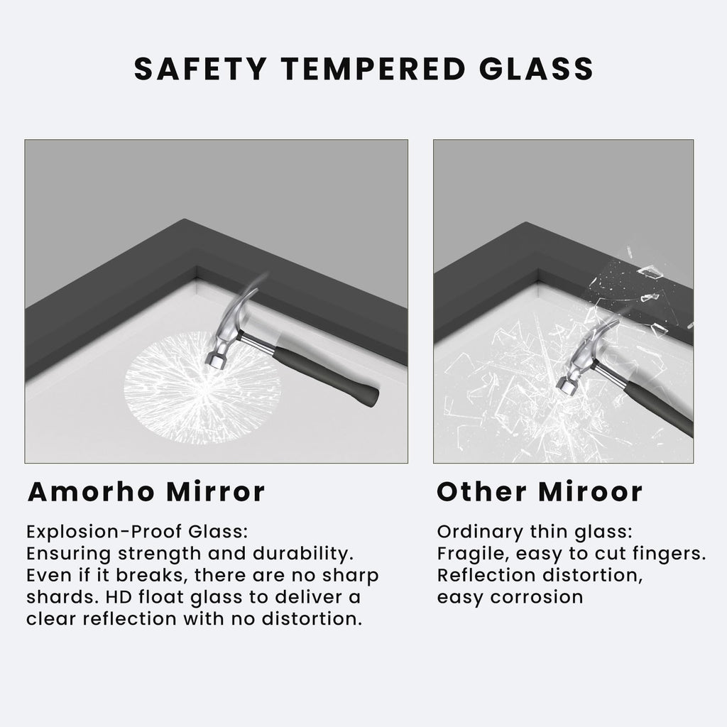 Amorho Black Bathroom Mirror, 40X30 Inch Thick Metal Framed Wall Mirrors For Over Sink, Bedroom, Living Room, Entryway, Rectangl