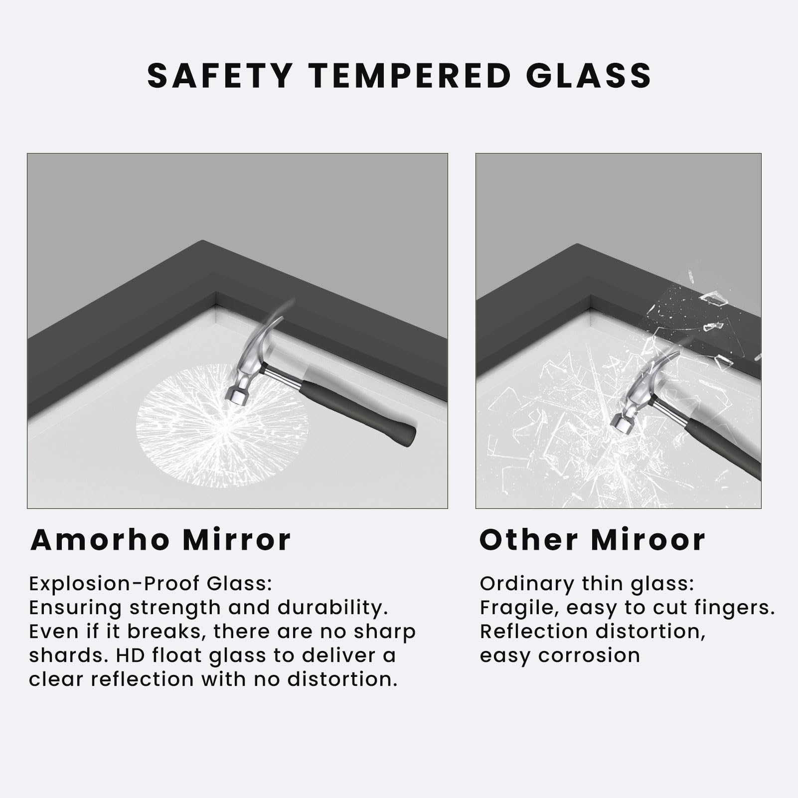 Amorho Black Bathroom Mirror, 60X30 Inch Thick Metal Framed Wall Mirrors For Over 2 Sinks, Bedroom, Living Room, Entryway, Large