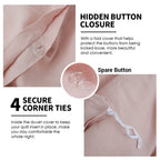 Simple&Opulence 100% Linen Duvet Cover Set 3Pcs Basic Style Natural French Washed Flax Solid Color Soft Breathable Farmhouse Bedding With Button Closure - Blush Pink, Full