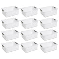 Sterilite Medium Ultra Basket, Storage Bin to Organize Closets, Cabinets, Pantry, Shelving and Countertop Space, White, 12-Pack
