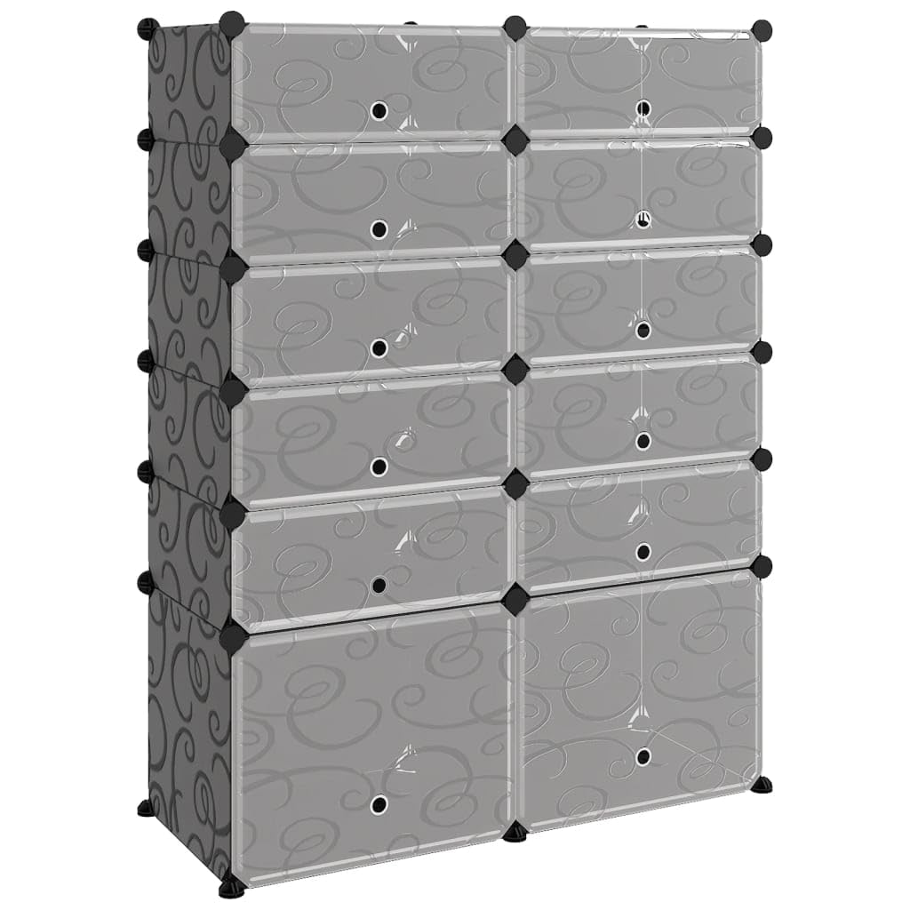 vidaXL Shoe Rack - Storage Solution for Home or Office - Black - 37&quot;x14.6&quot;x49.2&quot; - PP Material with Strong Steel Frames