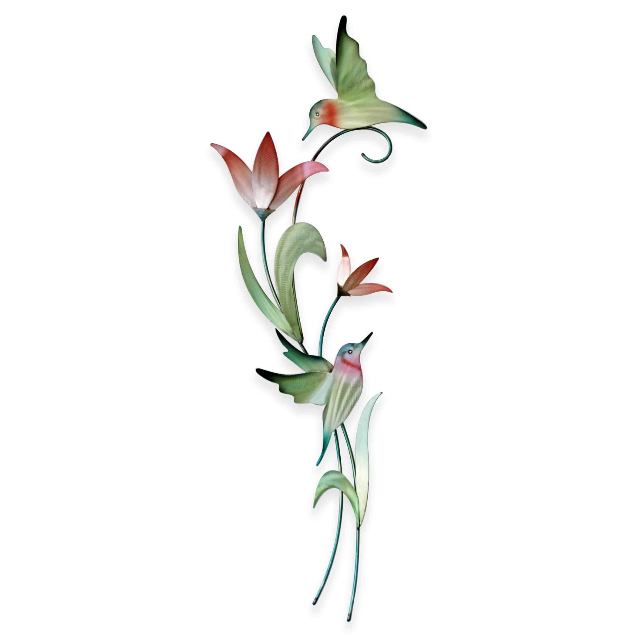 T.I. Design Hummingbirds Contemporary Floral Botanical Metal Wall Decor