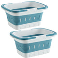 ANNIYA 2 Pack Portable Shower Caddy Tote, Plastic Storage Collapsible Basket with Handles, Box Organizer Bin for Bathroom, Kitch